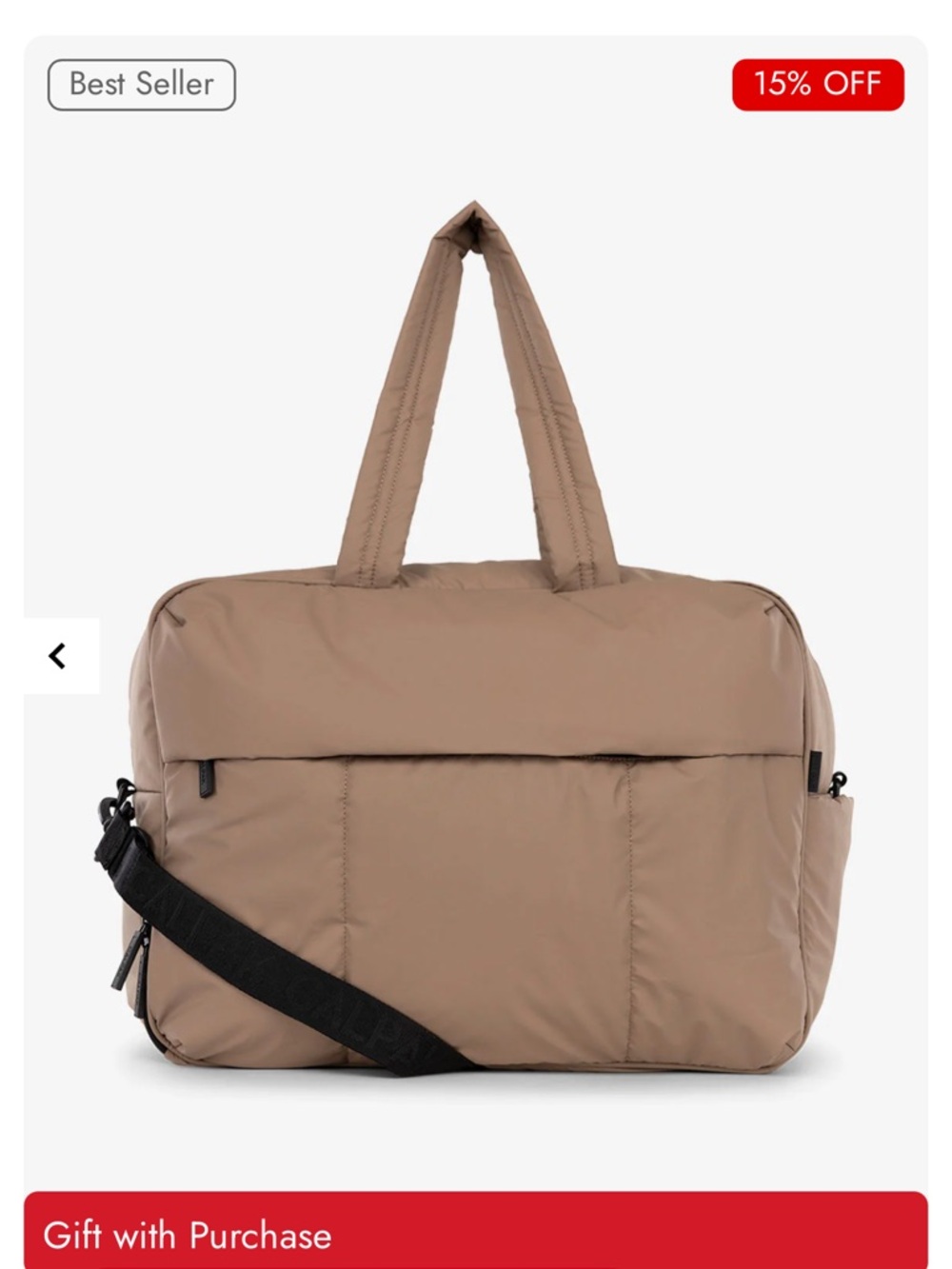 Calpak Taupe Travel Tote with Black Strap